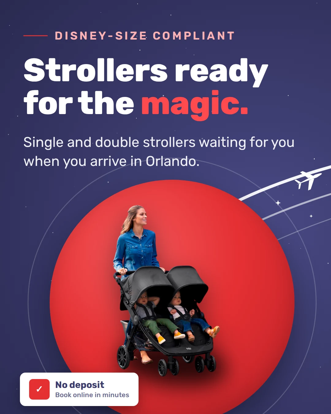 Disney-size compliant stroller rental in Orlando