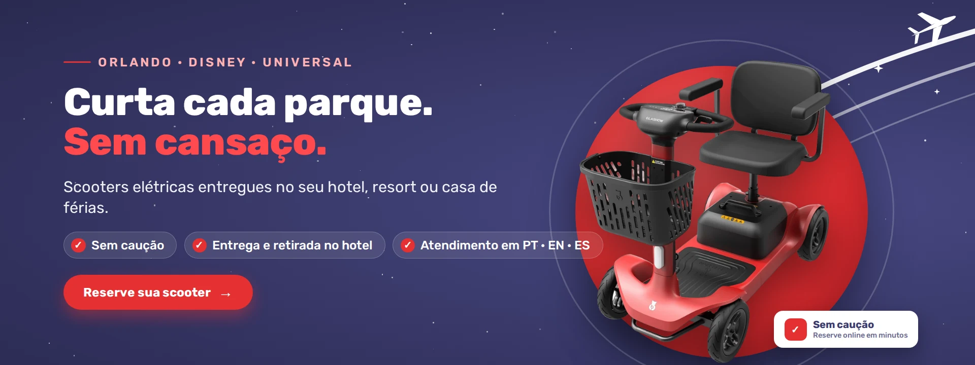 Aluguel de scooter elétrica em Orlando com entrega no hotel, sem caução