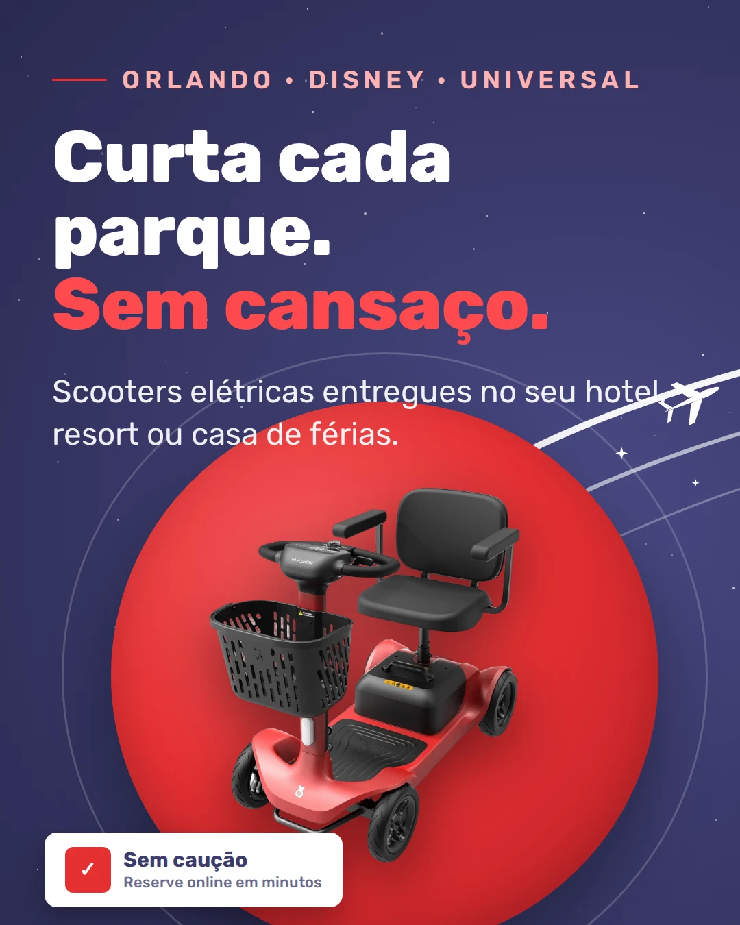 Aluguel de scooter elétrica em Orlando com entrega no hotel, sem caução