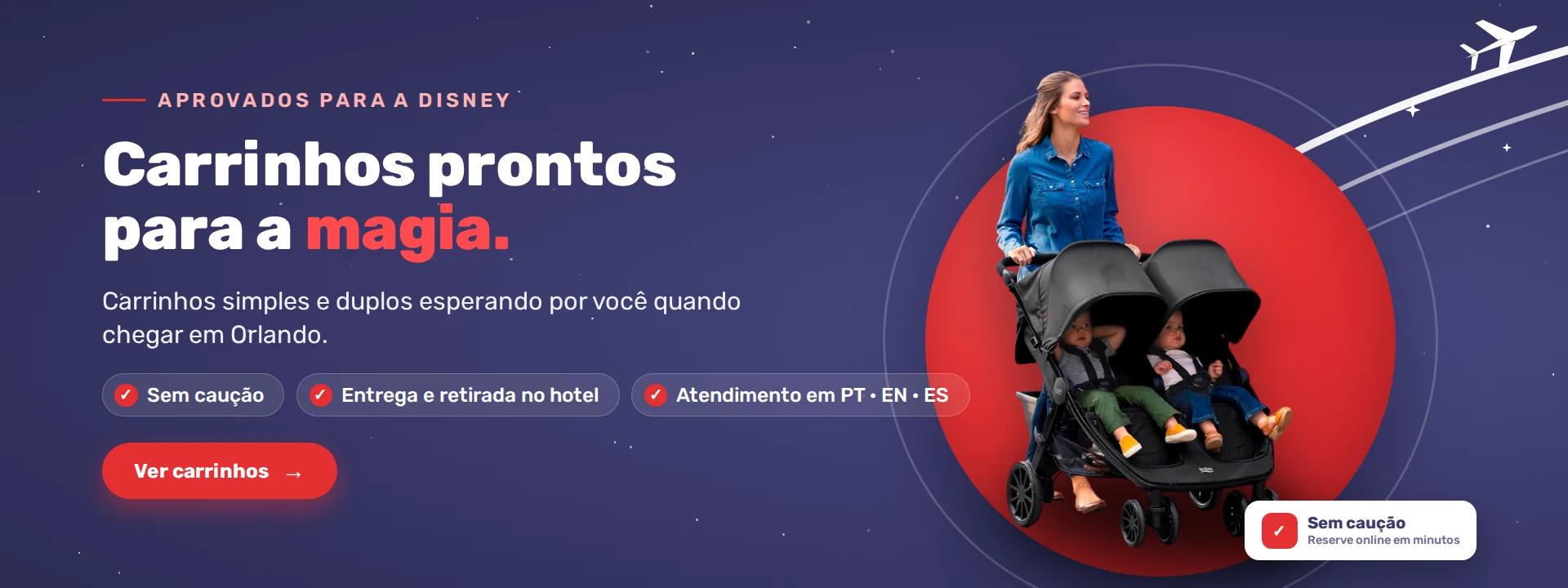 Aluguel de carrinho de bebê aprovado para a Disney em Orlando