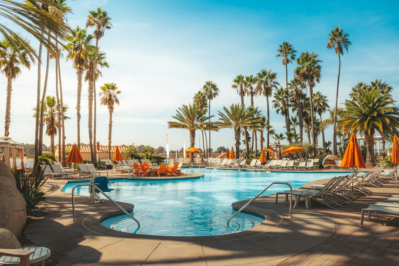 Piscina de resort con palmeras en Florida